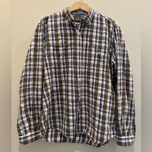 Barbour Men's Brown & Blue Plaid Shirt